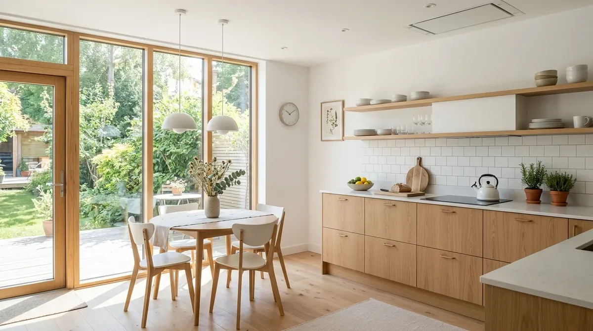 Kitchen solarium with dining nook and cheerful morning light.