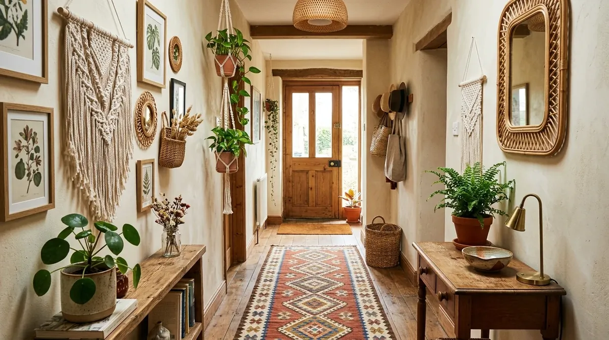 Entrance hall with shoe storage, hooks, and efficient family-friendly organization.