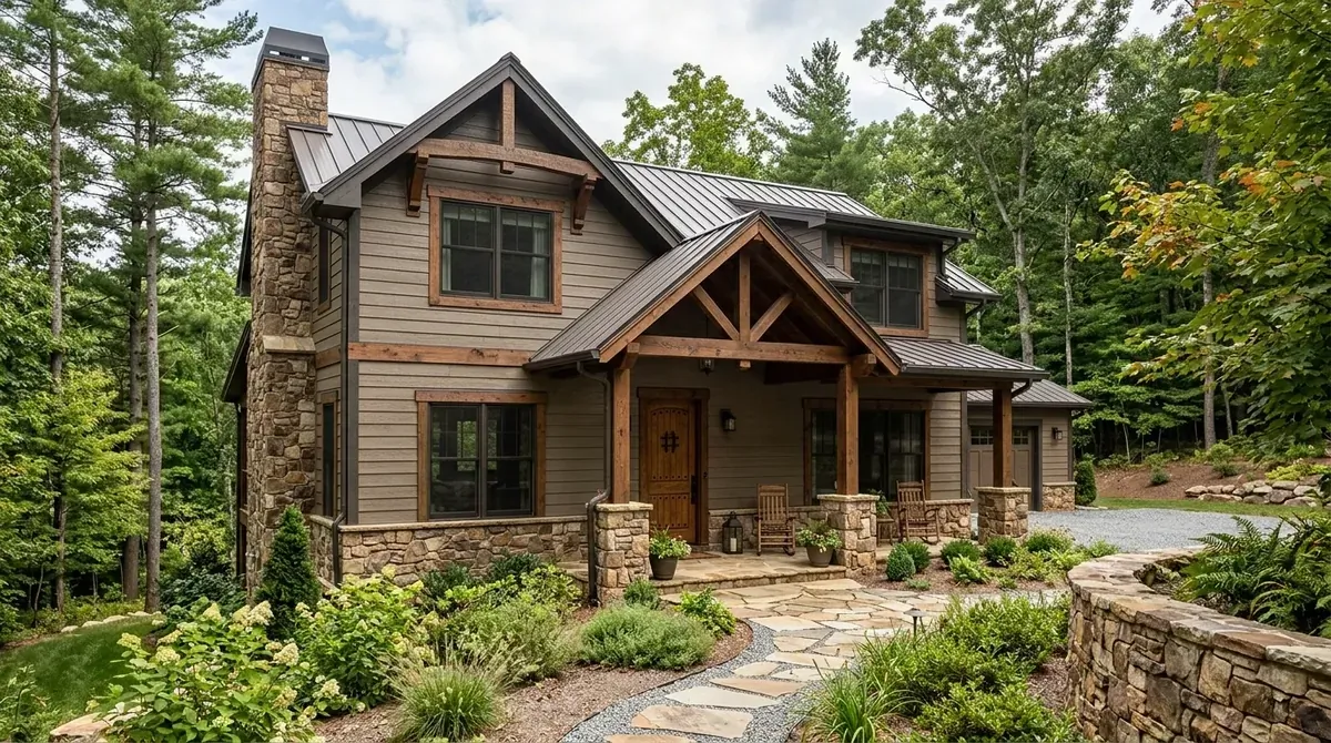 House with green vinyl siding, bright trim, and soft nature-inspired curb appeal.