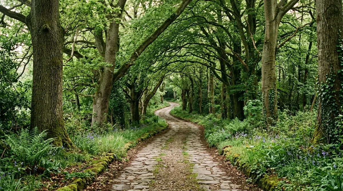 Driveway with brick edging adding classic structure and detail.
