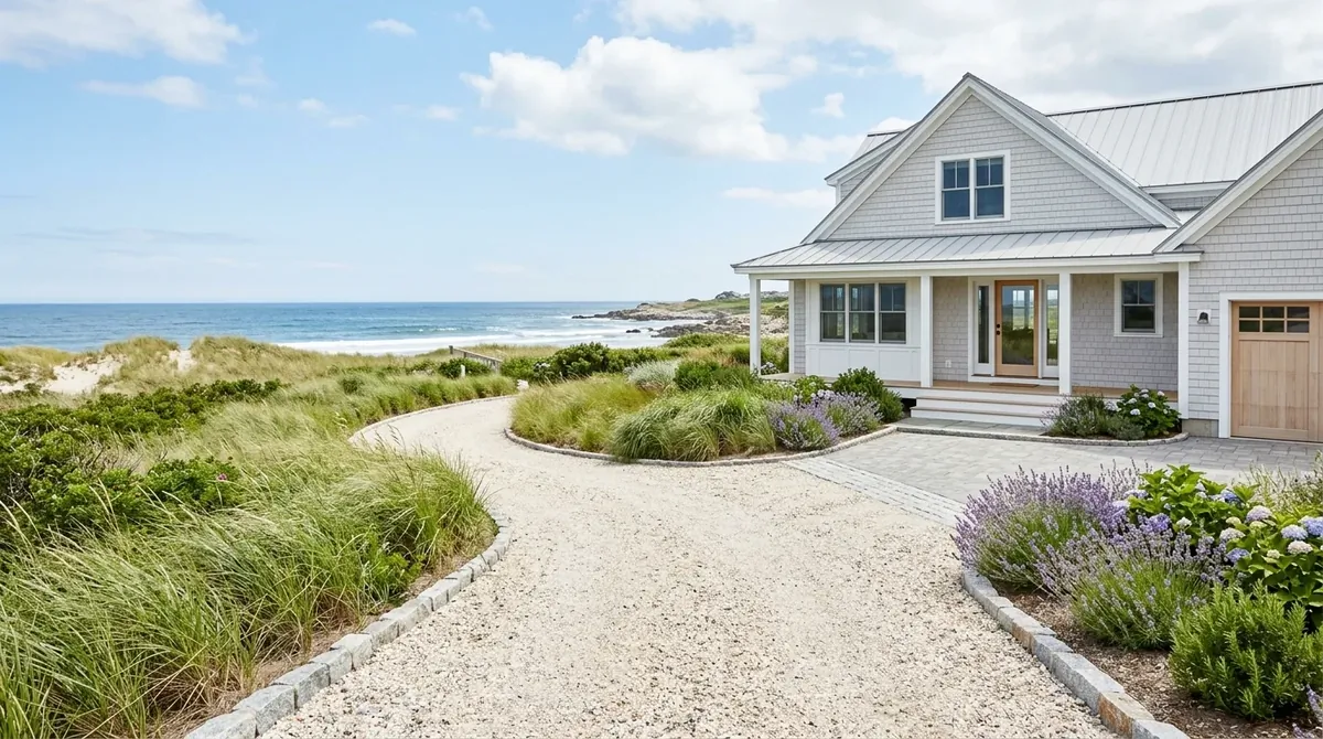 Driveway designed to coordinate beautifully with the front path and entry.