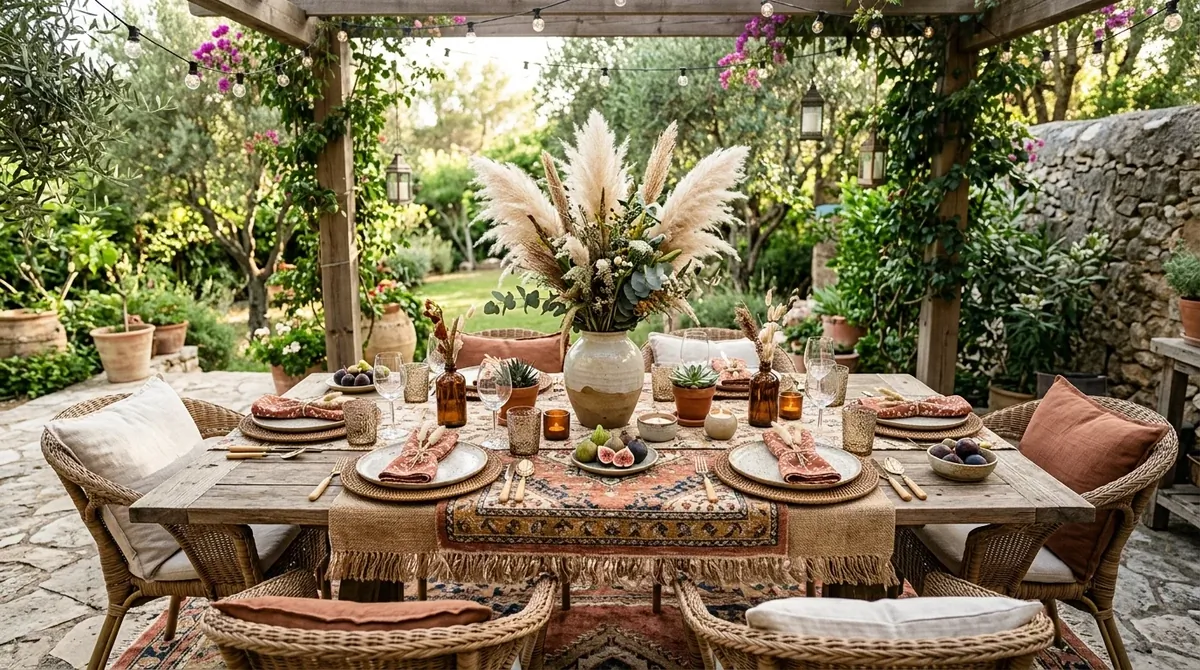 Summer table with lemons, herbs, and relaxed Mediterranean-style color.