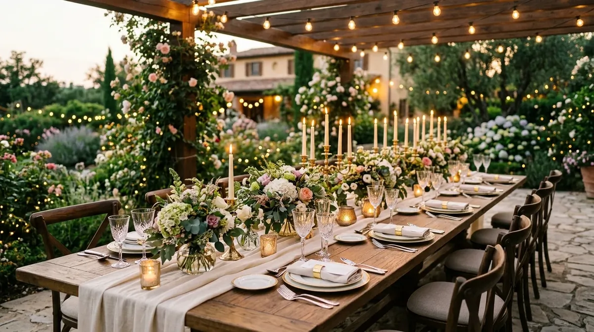 Clean summer tablescape with simple ceramics and airy uncluttered styling.