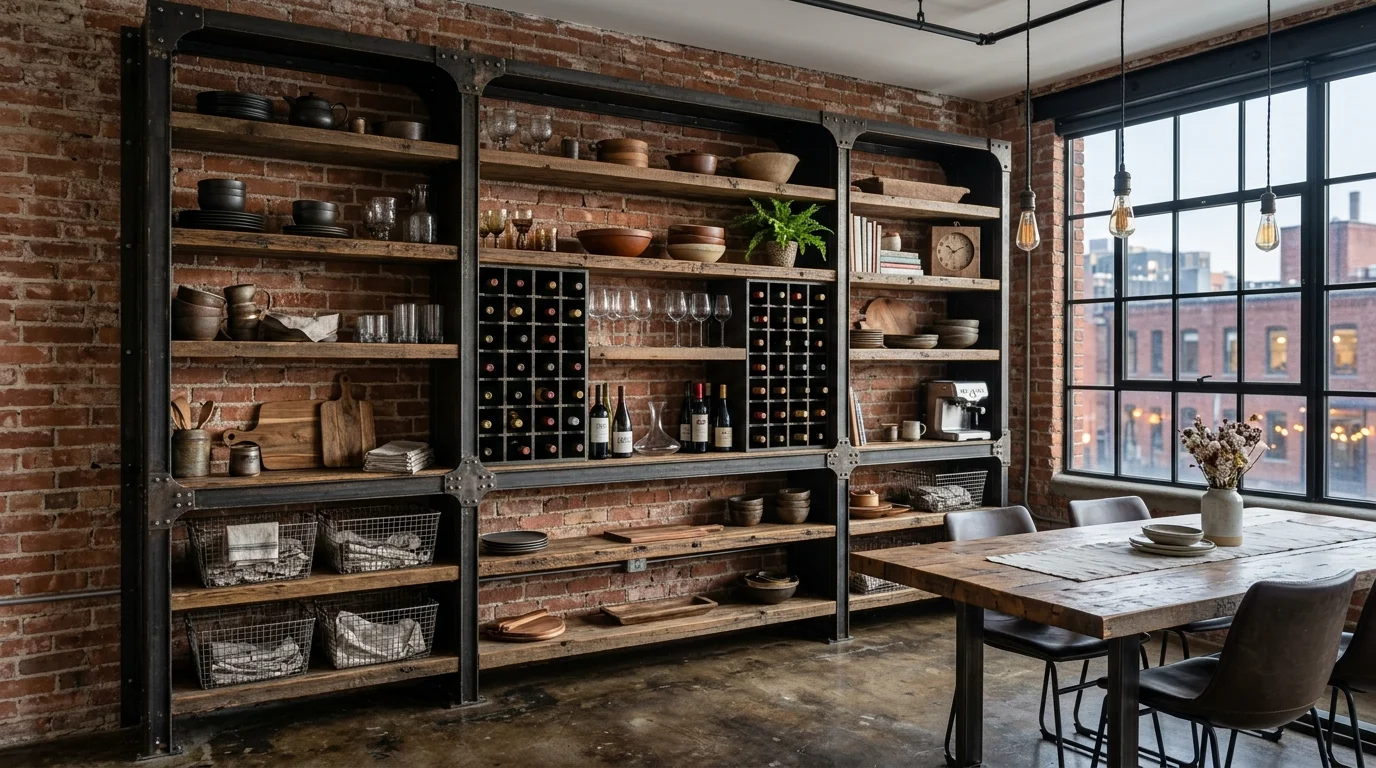 Dining room with built-in banquette and cabinetry for efficient dual-purpose design.