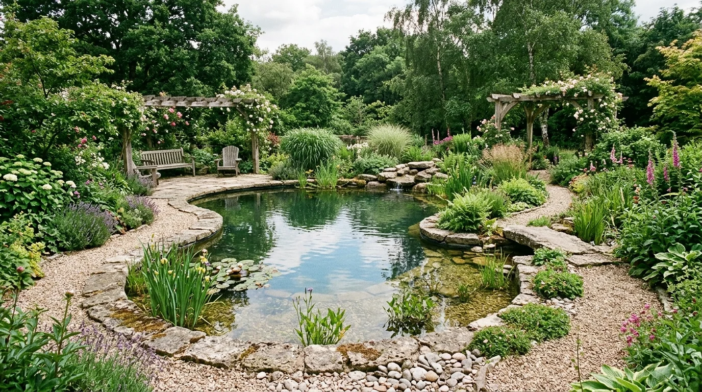 Backyard pool featuring a tanning ledge, shallow loungers, and bright sunny styling.