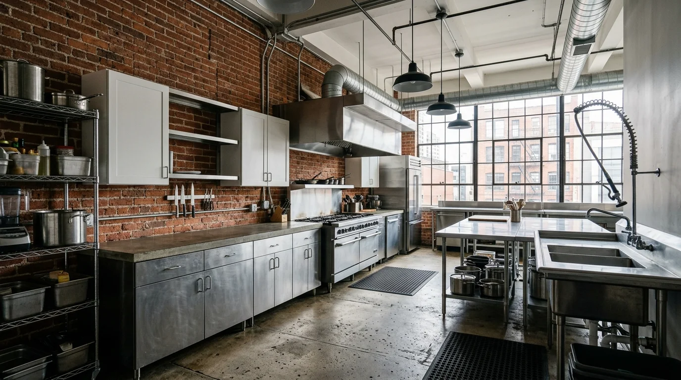 Kitchen with walnut cabinetry, cream painted sections, and upscale elegant finishes.