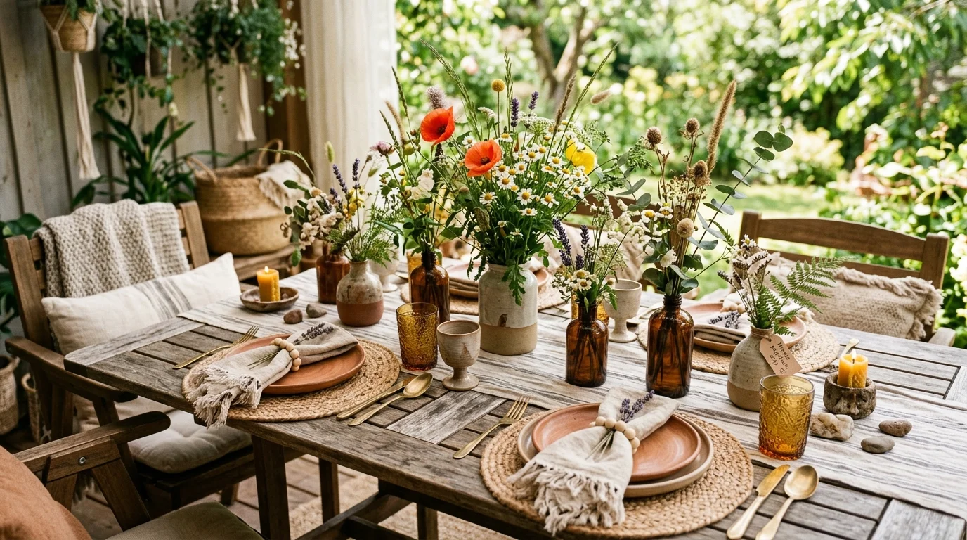 Mother's Day table with delicate florals, teacups, and charming feminine details.