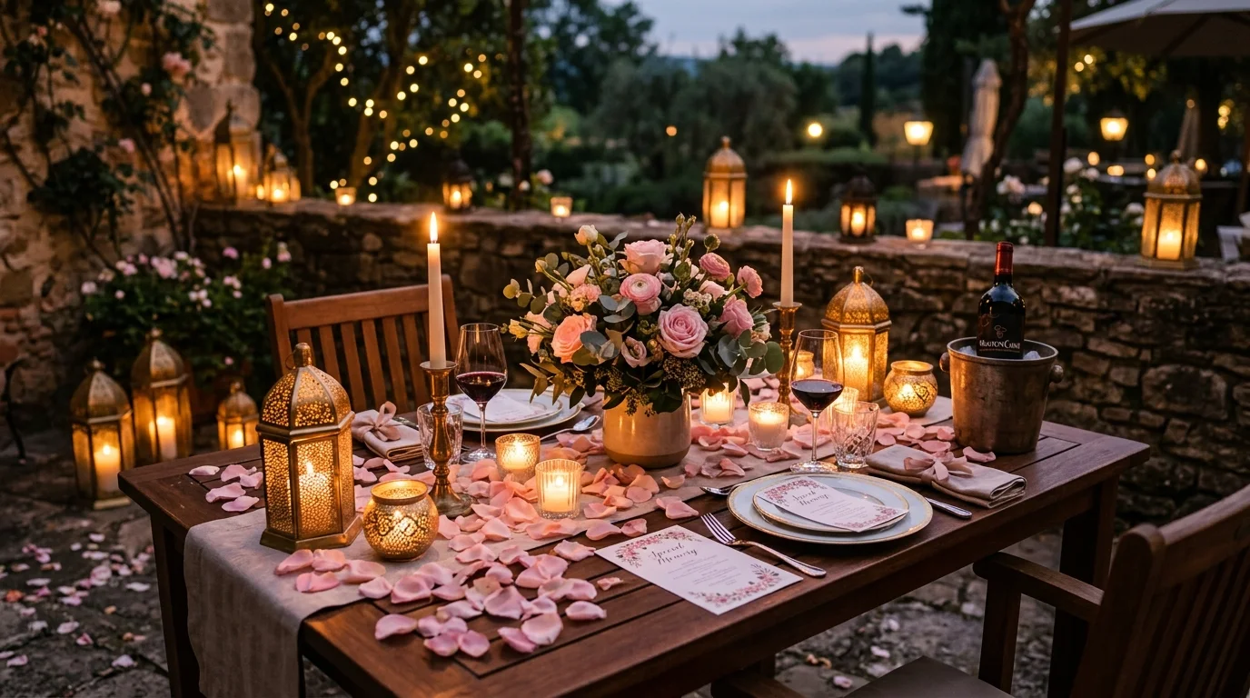 Elegant Mother's Day brunch setup with layered florals and polished tableware.