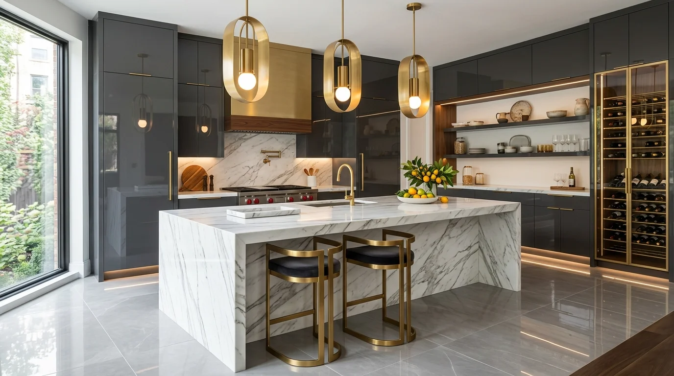 Minimal kitchen with pale wood, quiet lines, and serene restrained warmth.
