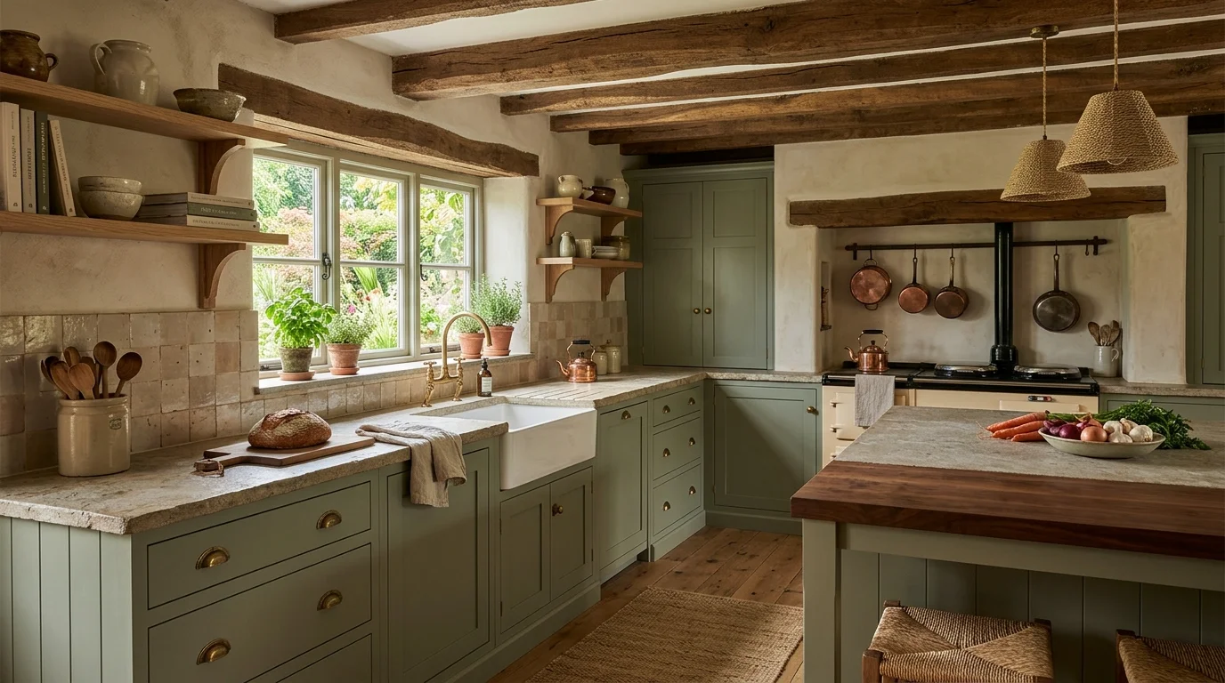 Kitchen aesthetic with oak cabinetry and marble surfaces for elevated contrast.