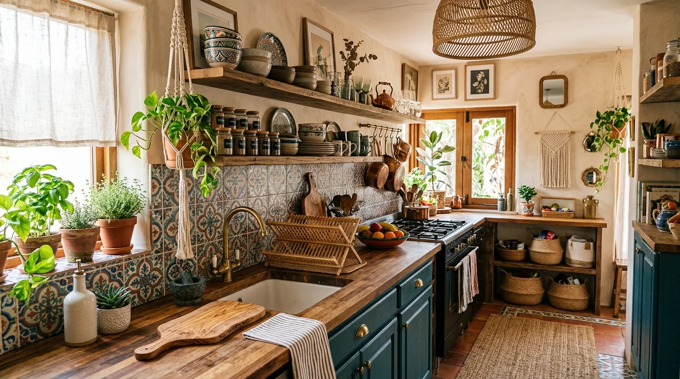 Light-filled kitchen with pale wood, white walls, and easy functional beauty.
