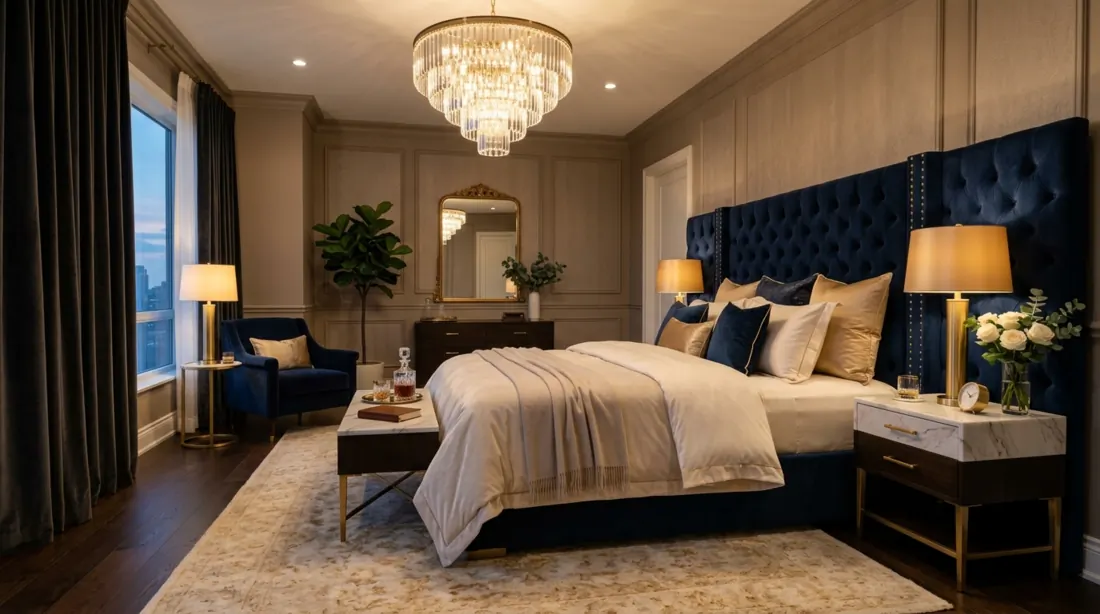 Modern nursery with soft accent wall, sleek white crib, and clean geometric decor.