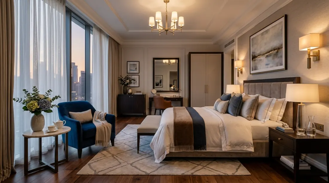 Playful nursery with colorful toys, wall decals, cozy reading nook, and bright daylight.