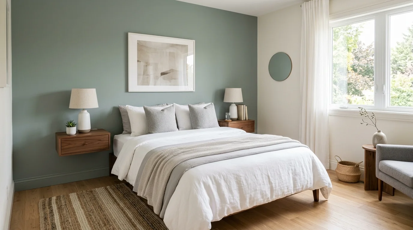 Cottage guest bedroom with floral accents, soft quilts, and a charming relaxed mood.