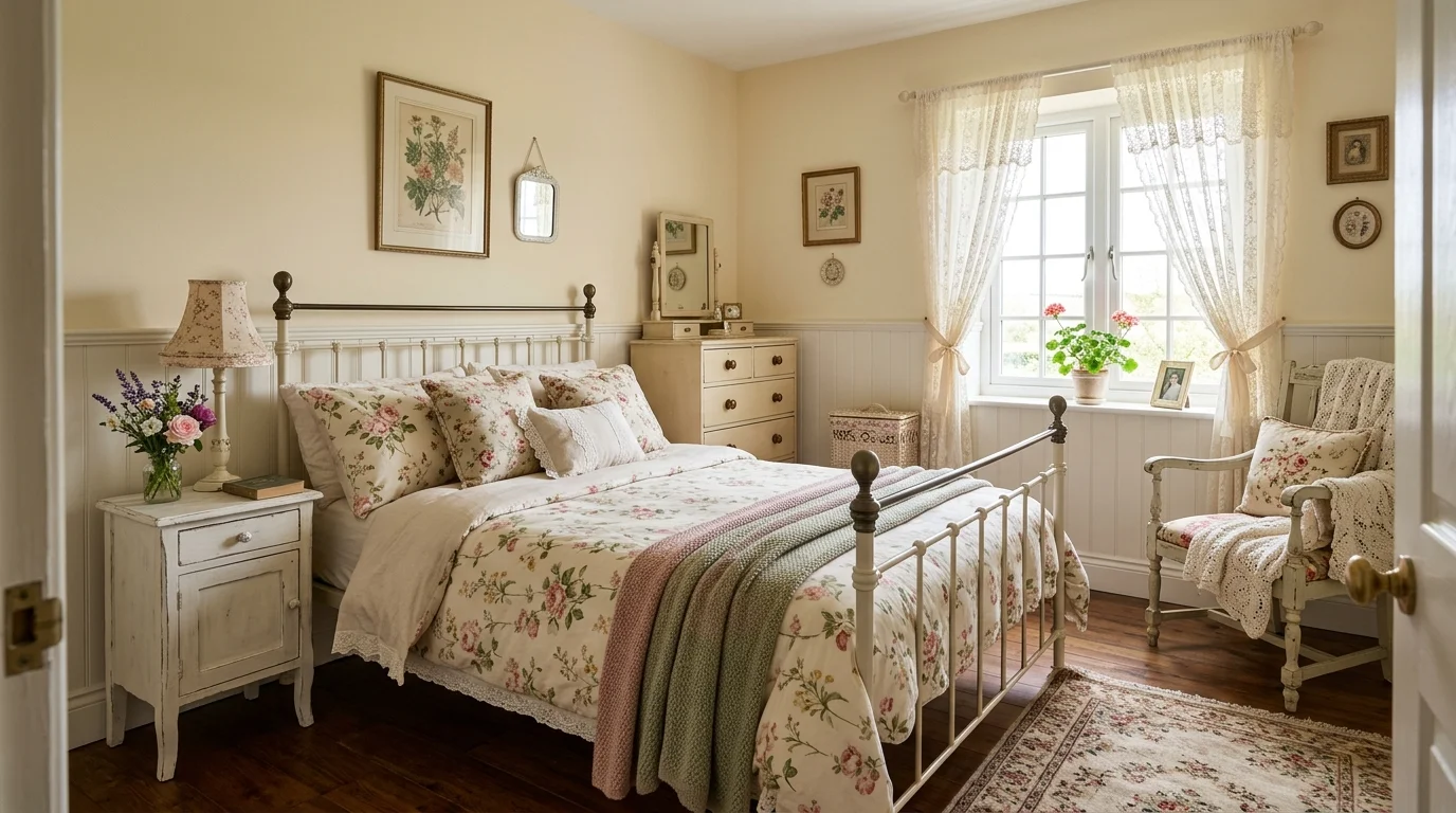 Guest room with a small armchair, side table, and cozy corner for quiet downtime.