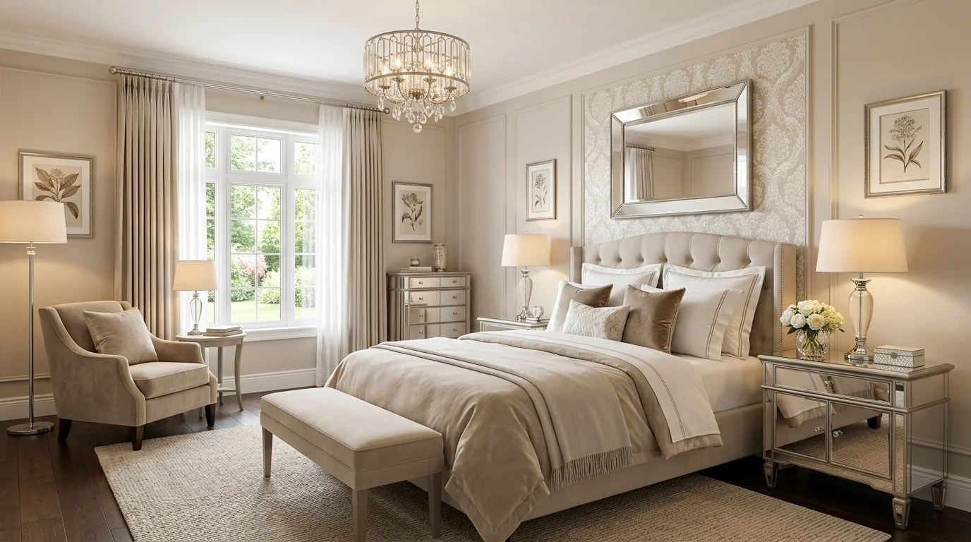 Guest room with woven textures, airy curtains, and a relaxed welcoming personality.